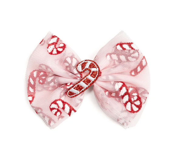 Candy Cane Confetti Tulle Bow - Magpies Paducah