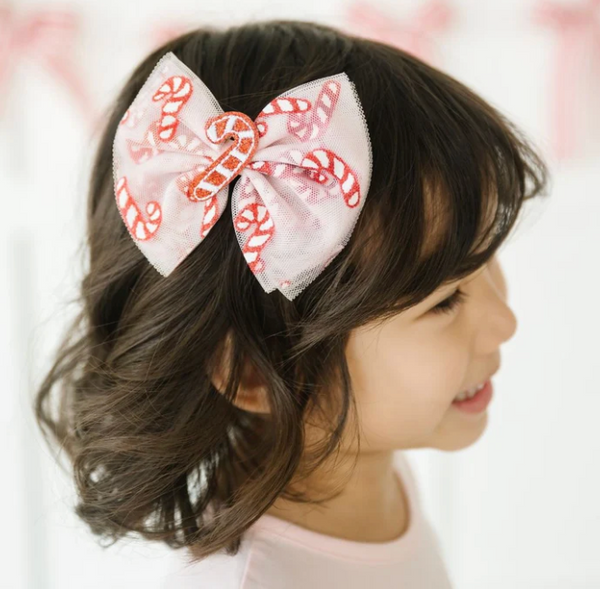 Candy Cane Confetti Tulle Bow - Magpies Paducah