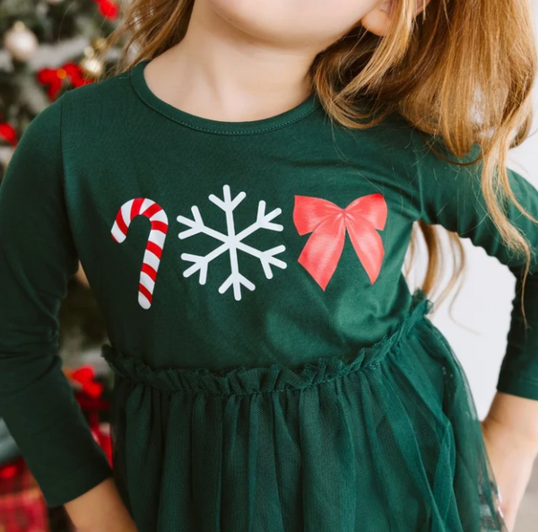 Emerald Candy Cane Sequin Tulle Dress - Magpies Paducah