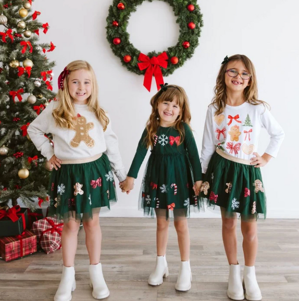 Emerald Candy Cane Sequin Tulle Dress - Magpies Paducah