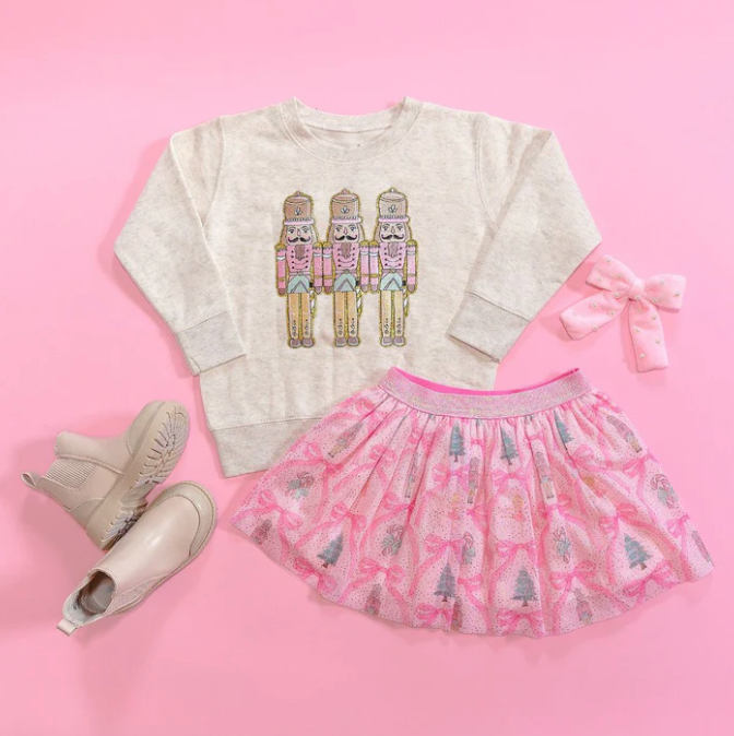 Pastel Nutcracker Patch Christmas Sweatshirt - Magpies Paducah