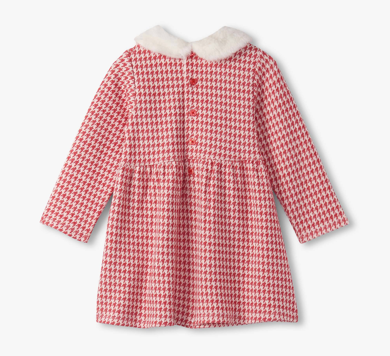 Red Houndstooth Fur Trim Dress - Magpies Paducah