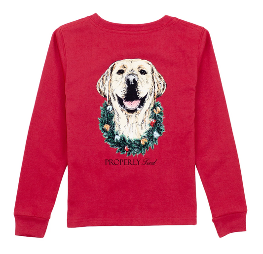Long Sleeve Tee, Cabernet Deck the Paws
