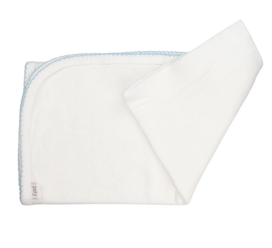 Paty Pointelle Swaddle, White/Blue Trim - Magpies Paducah