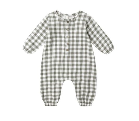 Woven Jumpsuit, Forest Check