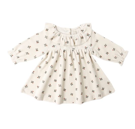 Velour Baby Dress, Holly Berry