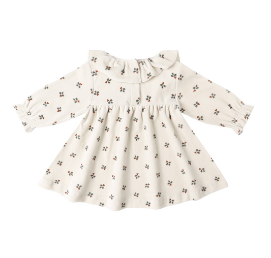 Velour Baby Dress, Holly Berry