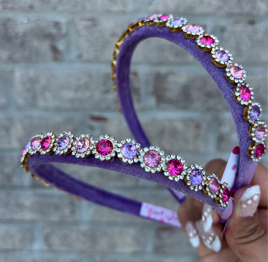 Purple Velvet Jewel Thin Headband - Magpies Paducah