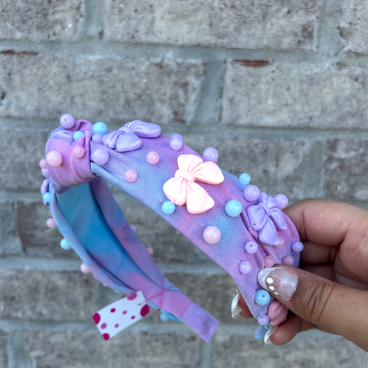 Bow Tail Pearl Knot Headband, Lavender Mix - Magpies Paducah
