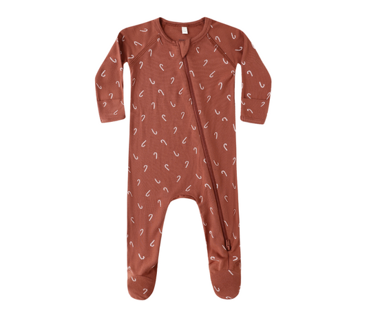 Bamboo Zip Footie, Candy Canes - Magpies Paducah