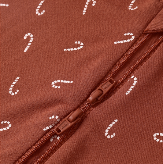 Bamboo Zip Footie, Candy Canes - Magpies Paducah