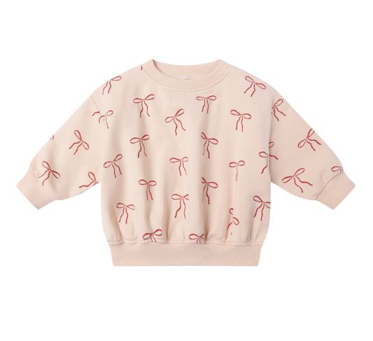 Relaxed Fleece Sweatshirt, Red Bows