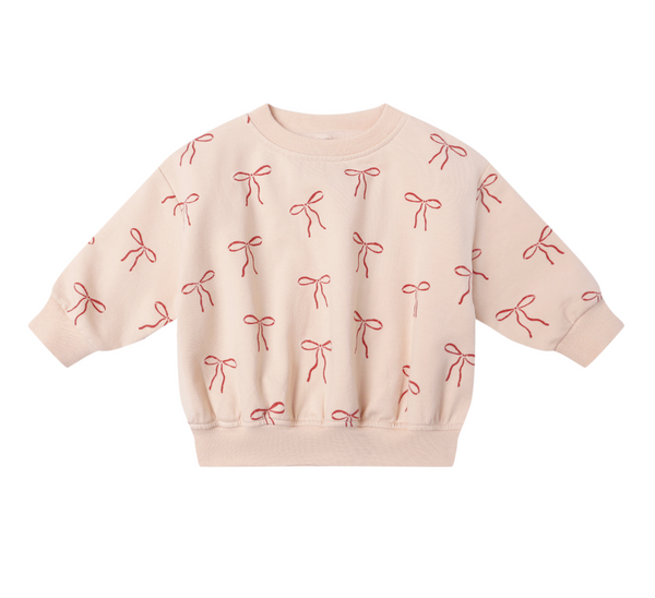 Relaxed Fleece Sweatshirt, Red Bows