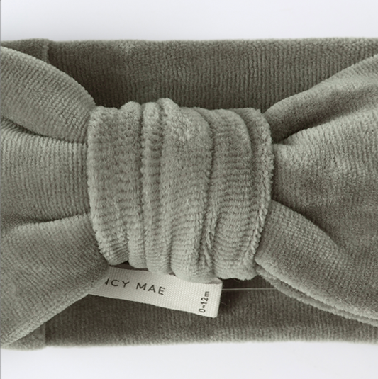 Velour Bow Headband, Forest