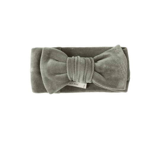 Velour Bow Headband, Forest