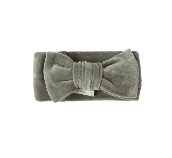 Velour Bow Headband, Forest