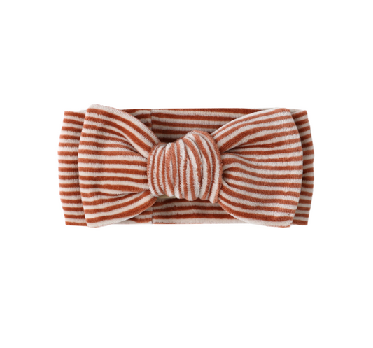 Velour Bow Headband, Candy Stripe