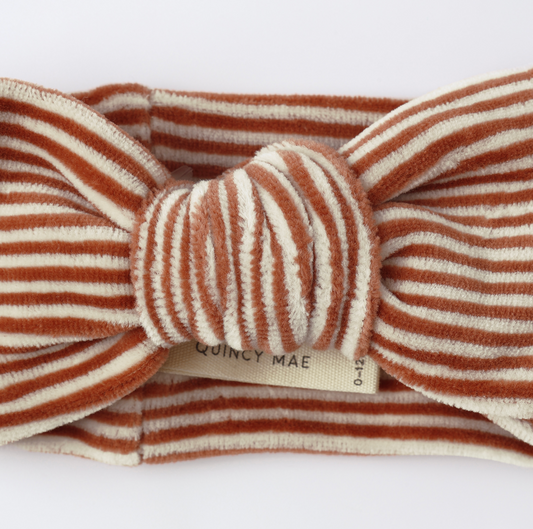 Velour Bow Headband, Candy Stripe