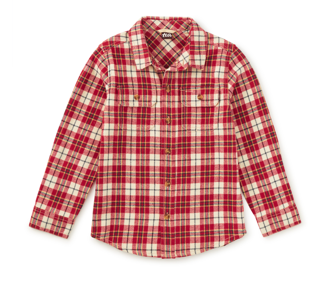 Flannel Button Up, Red Plaid - Magpies Paducah