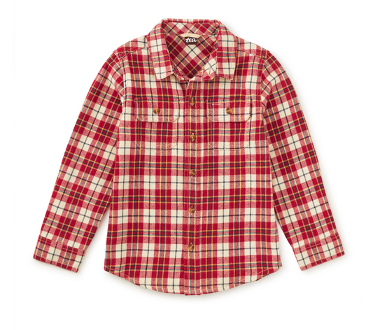 Flannel Button Up, Red Plaid - Magpies Paducah