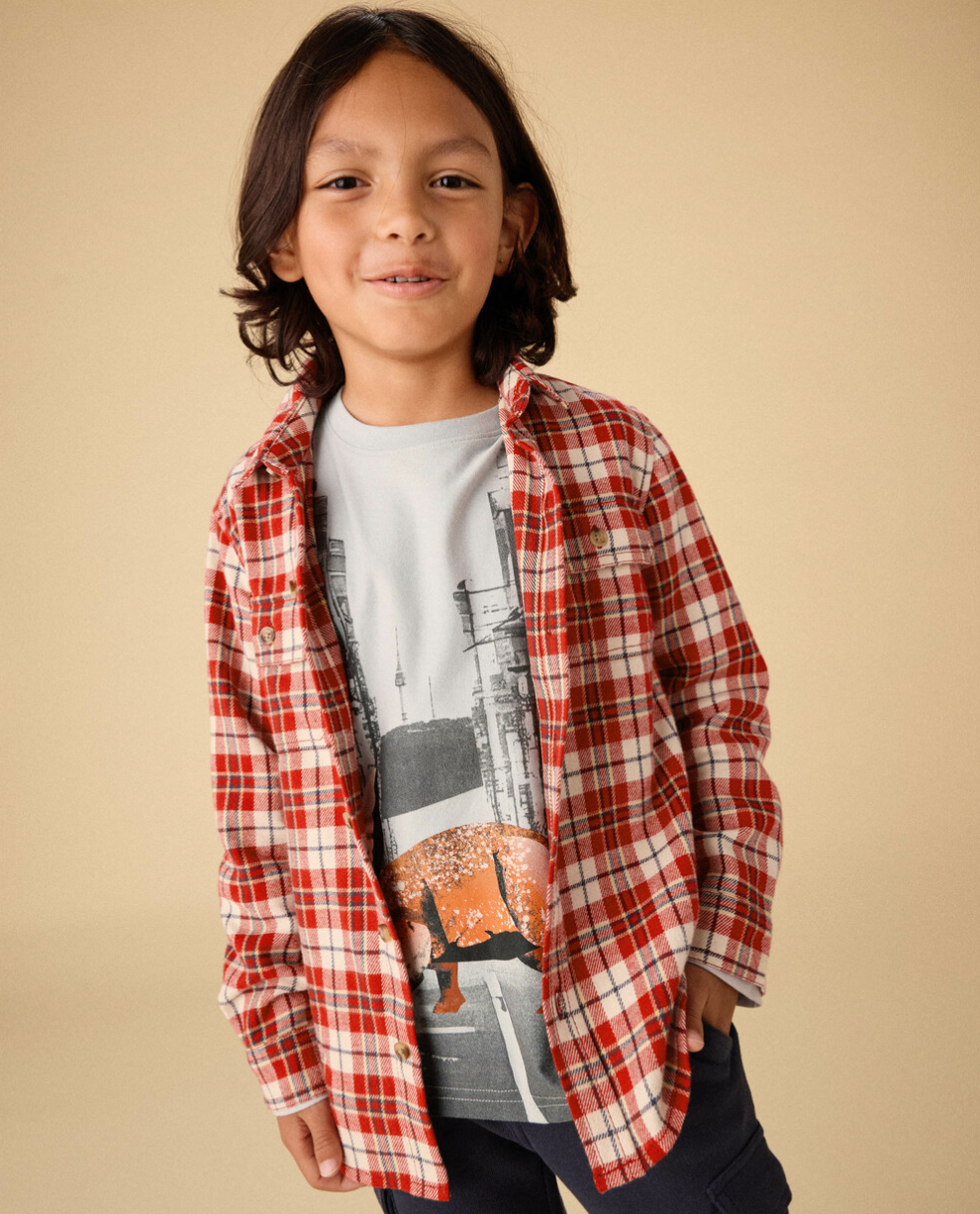 Flannel Button Up, Red Plaid - Magpies Paducah