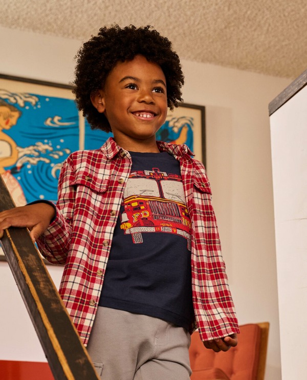 Flannel Button Up, Red Plaid - Magpies Paducah