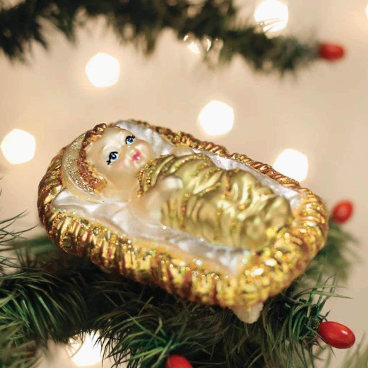 Baby Jesus in Manger Ornament - Magpies Paducah