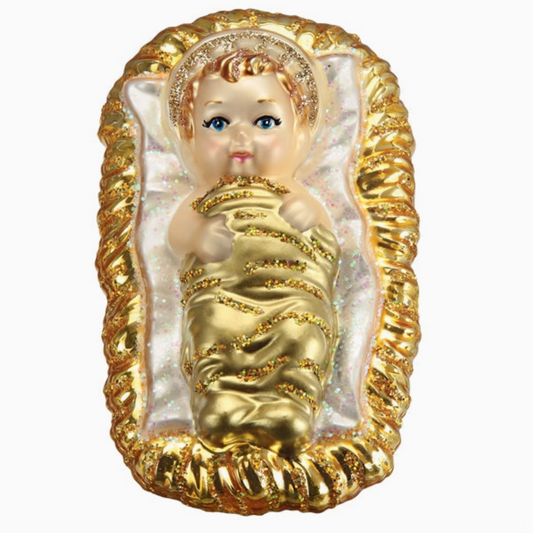 Baby Jesus in Manger Ornament - Magpies Paducah