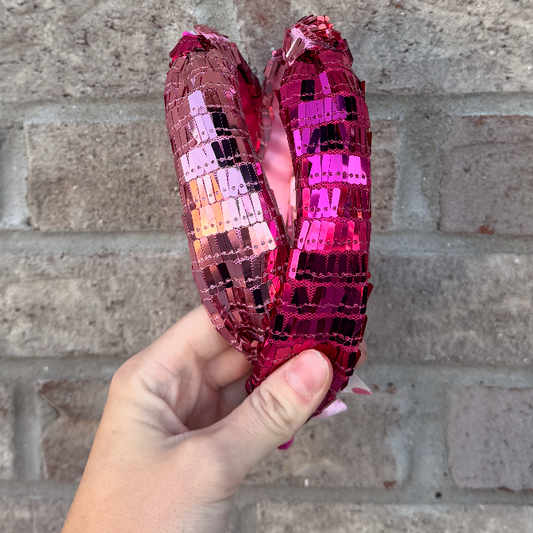 Fun Tinsel Knot Headband, Fuschia/Pink