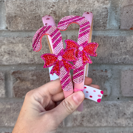 Crystalized Candy Cane Pink Satin Headband