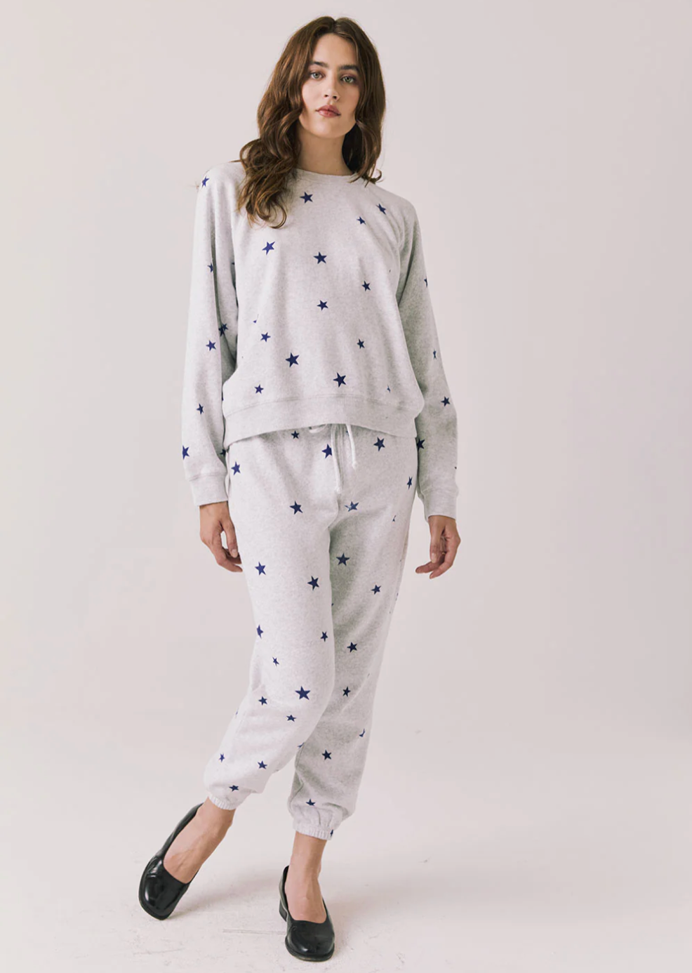 Women's Cotton Joggers, Festive Blue Stars