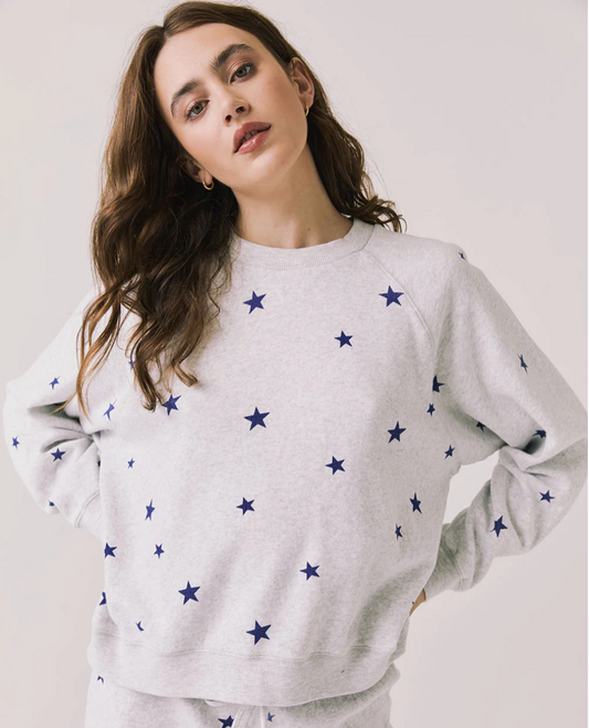 Women's Cotton Pullover, Festive Blue Stars