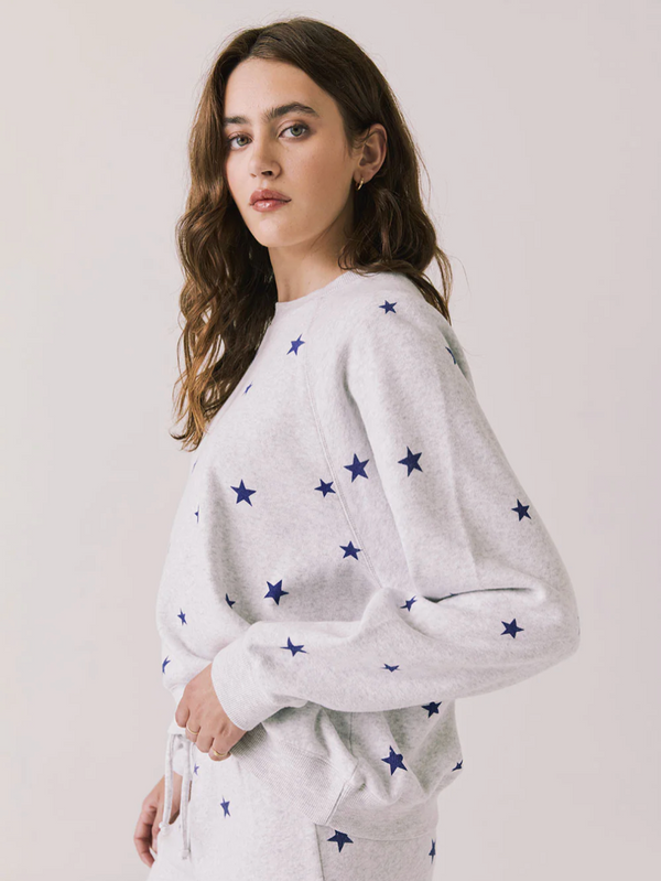 Women's Cotton Pullover, Festive Blue Stars