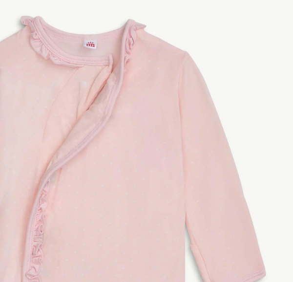 Modal Ruffle Gown + Hat, Pin Dot Pink - Magpies Paducah