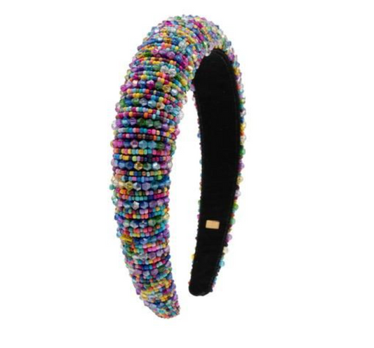 Multi Glass Seed Bead Halo Headband