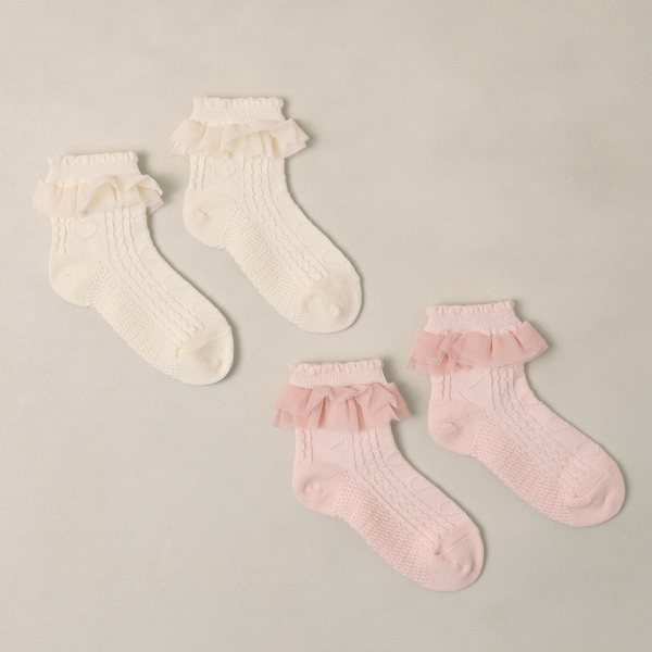 Ruffle Socks | Ivory, Blush