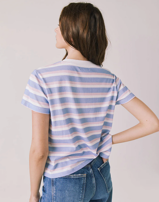Women's Pastel Stripe V-neck Tee - Magpies Paducah
