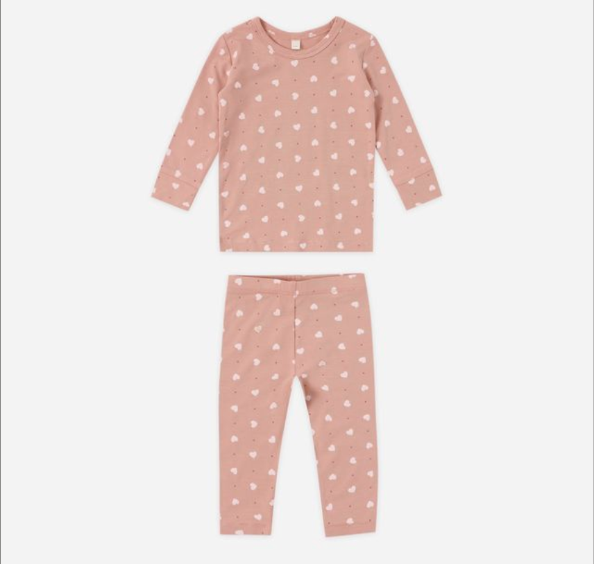 Bamboo Pajama Set, Pink Hearts