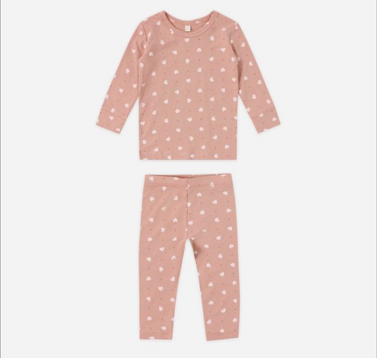 Bamboo Pajama Set, Pink Hearts