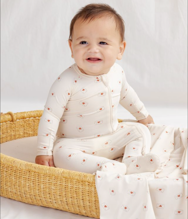 Bamboo Zip Footie, Valentine