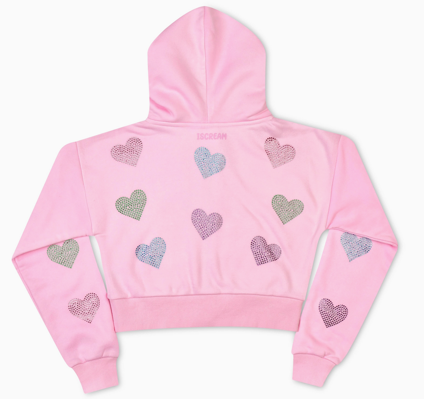 Sparkling Hearts Cropped Zip Sweatshirt