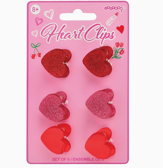 Heart Hair Clips (Set of 6)
