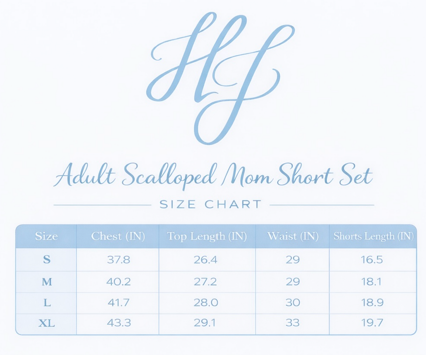 Women's Scalloped Short Set, Light Blue