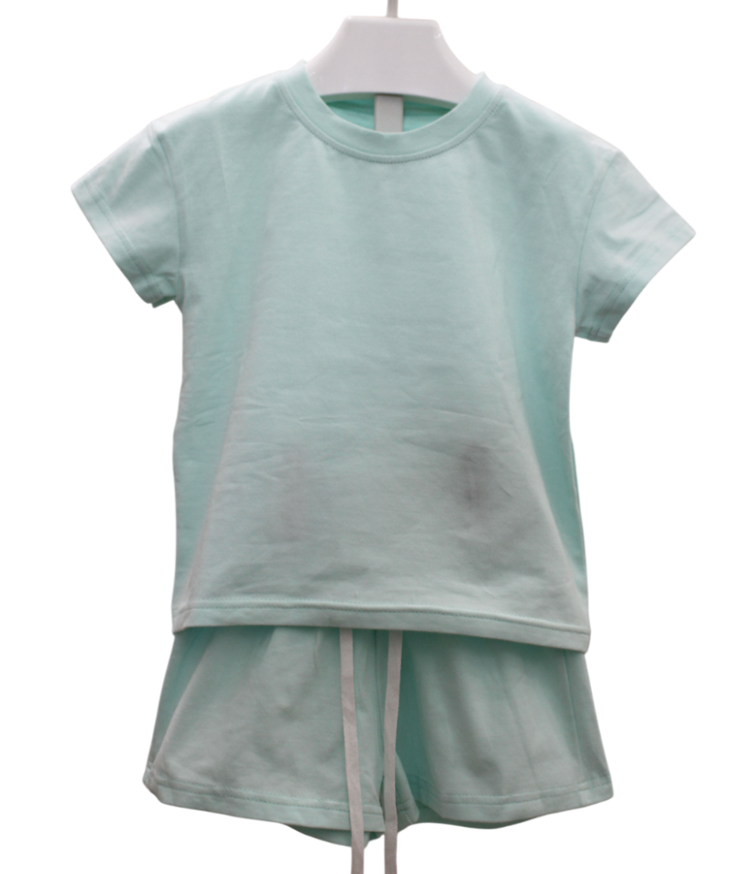Cotton Tee + Short Set, Mint