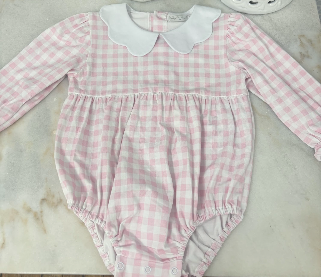 Margot Collared Bubble, Pink Gingham