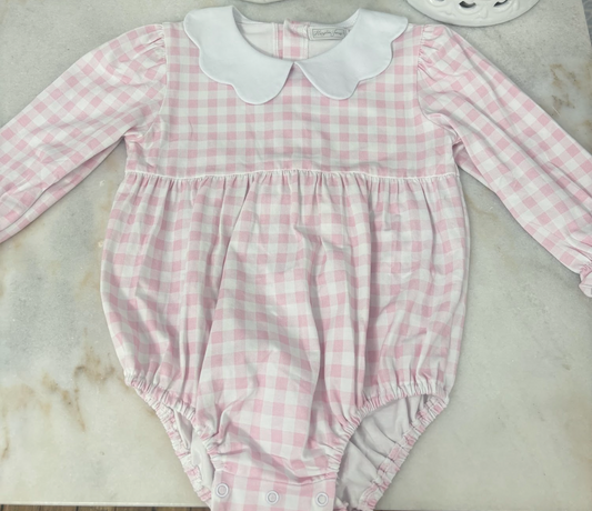 Margot Collared Bubble, Pink Gingham