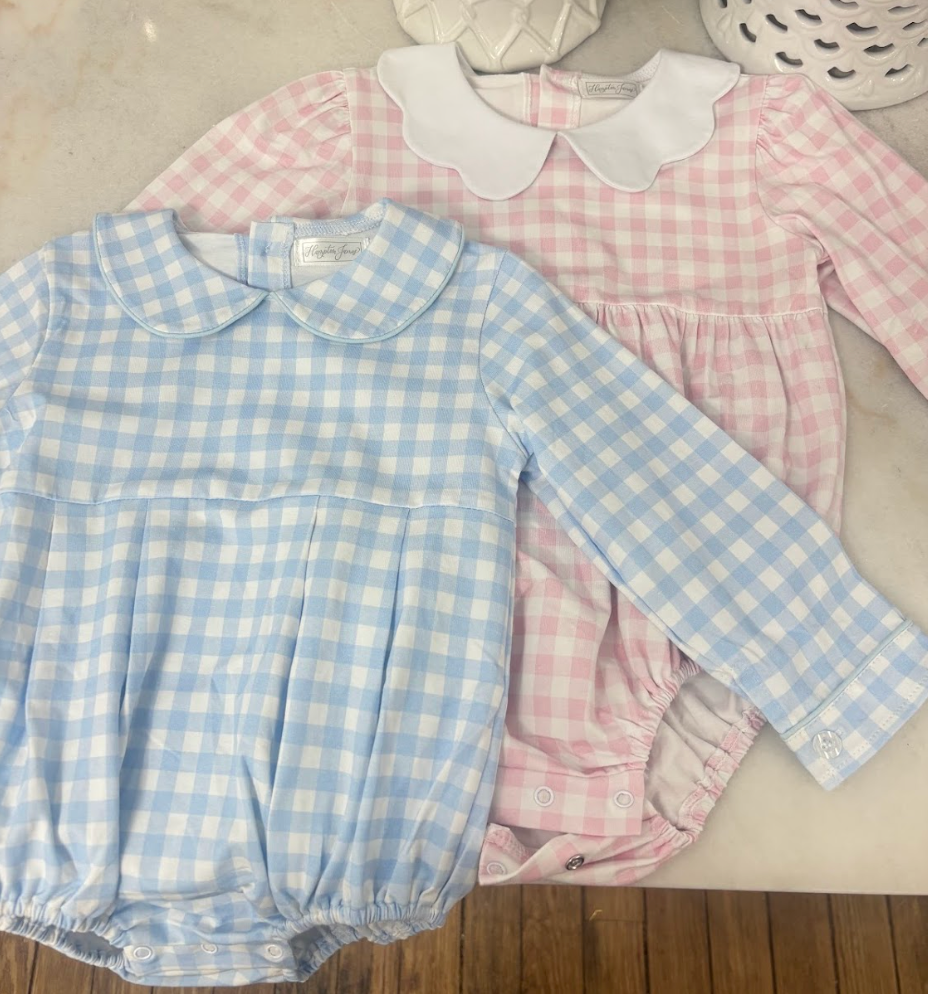 Margot Collared Bubble, Pink Gingham