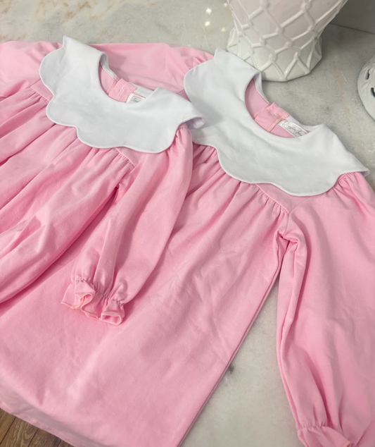 Scottie Scalloped Collar Dress, Pink