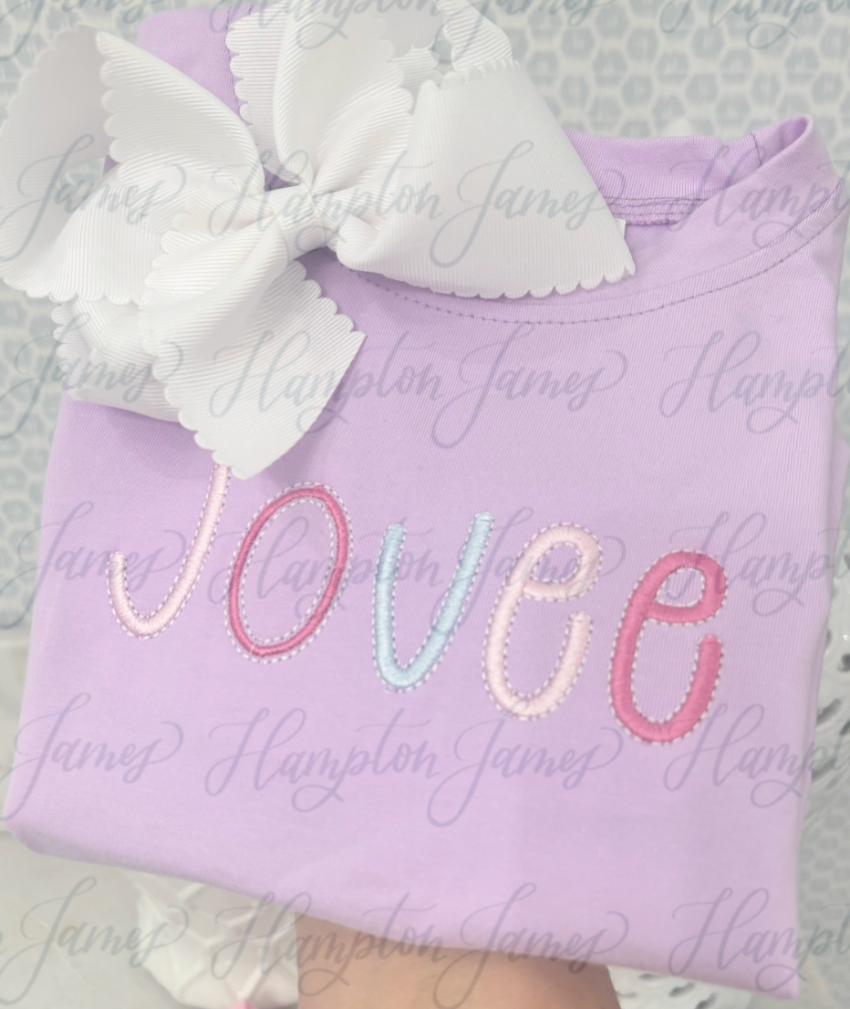 Scalloped Cotton Short Set, Purple