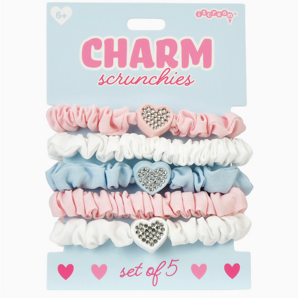 Heart Charm Scrunchie Set